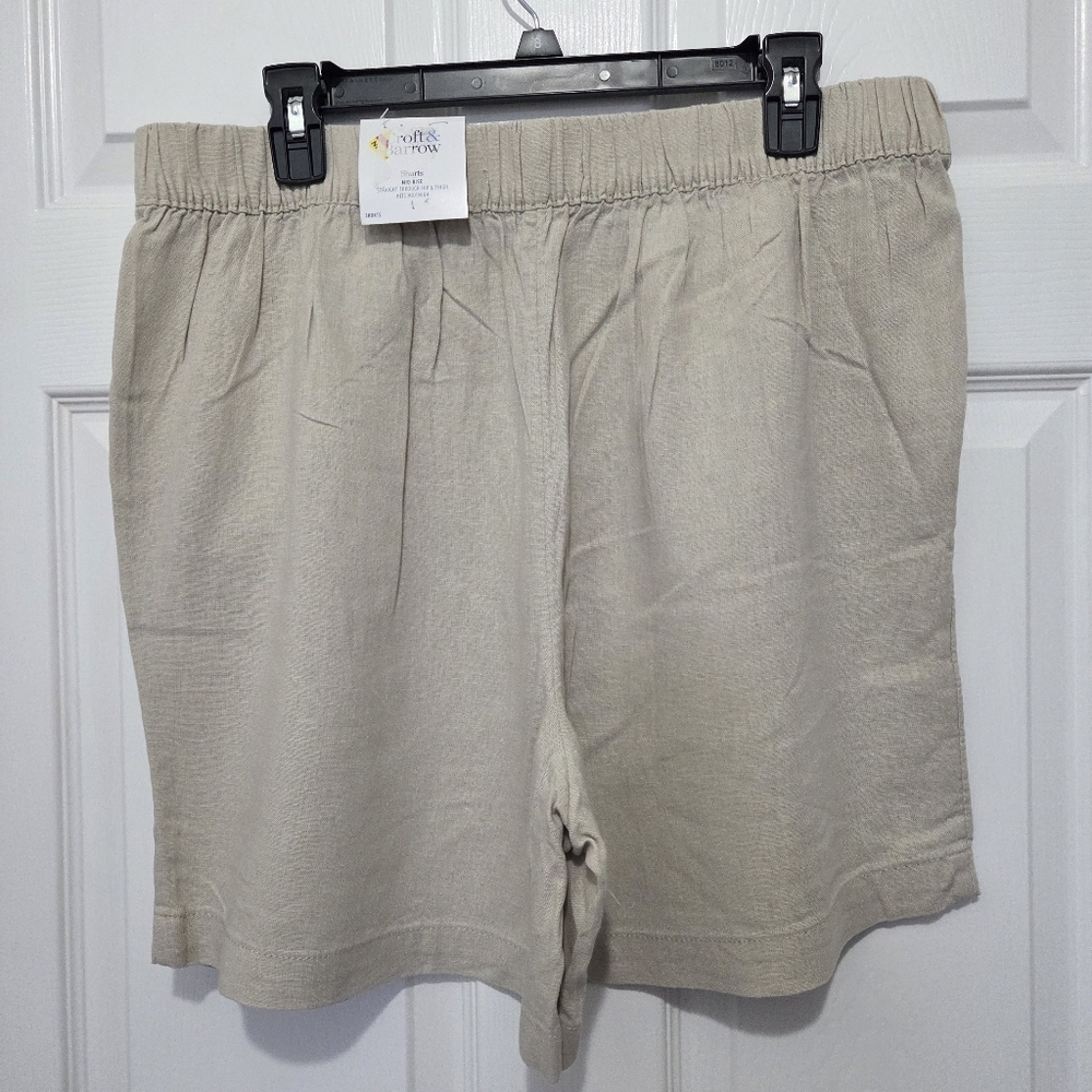 Croft & Barrow Women Pleated Linen Blend Midrise Pull On Shorts Size Large - Picture 3 of 8